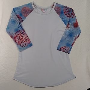 Lularoe "Randy" Baseball 3/4 Sleeve Flowers Top
